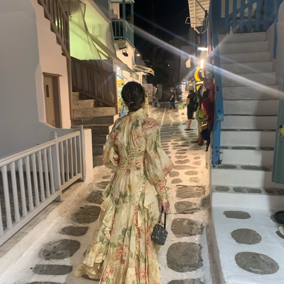 ESPIONAGE FLORAL-PRINT LINEN-BLEND DRESS IN NEUTRALS - Picture 3 of 5